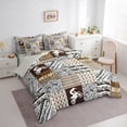 thumbnail image 3 of Homewish Modern Motorcycle Player Bedding Comforter Set 7 Pieces for Teen, Brown Stripes Wave Full Bedding Set, Fashion Plaid Patchwork Reversible Fitted Sheet Flat Sheet, Lightweight Room Decor, 3 of 7