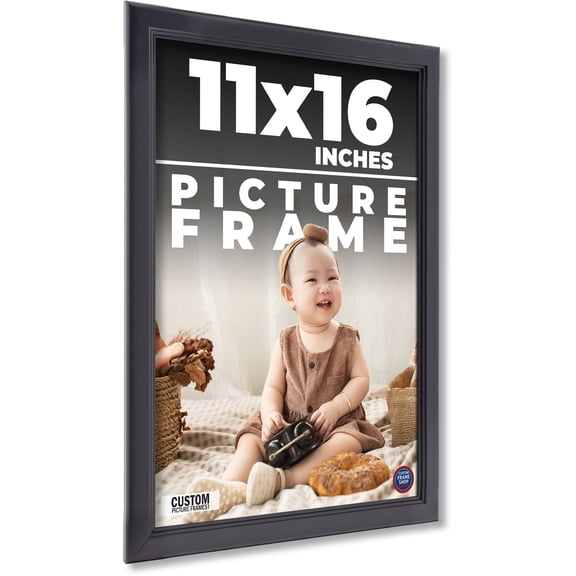 11x16 Frame Black Passaggi Solid Wood Picture Frame Width 1.5 Inches | Interior Frame Depth 0.5