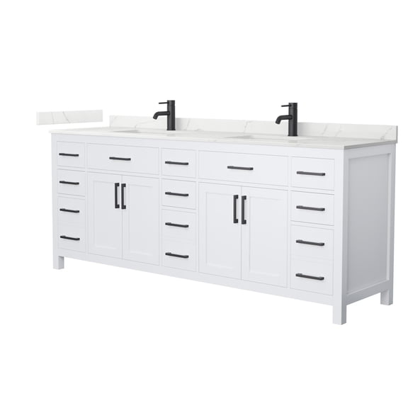 Wyndham Collection Wcg2424-84D-Qtz-Unsmxx Beckett 84" Free Standing Double Basin Vanity