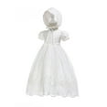 thumbnail image 2 of Fortune Robe de Baptême Blanche à Fleurs Brodées pour Bébé Fille, Robe de Fête avec Bonnet, 2 of 9
