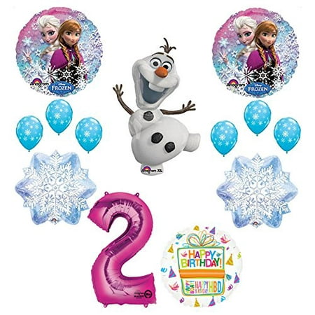 Frozen 2nd Birthday Party Supplies Olaf, Elsa and Anna Balloon Bouquet Decorations Pink #2