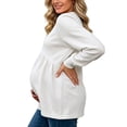 thumbnail image 3 of Maternity Women's Crewneck Sweatshirt Long Sleeve Front Pleated Blouse Fall Pregnancy Workout Loose Fit Top M-3XL, 3 of 6