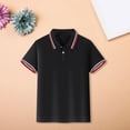 thumbnail image 2 of KAUOD Boys School 𝗨niform Polo Shirts Short Sleeve Striped Lapel Collar Tops Summer Preppy Trendy Casual Pullover Shirt, 2 of 9