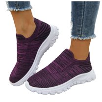 Rokment Women's Orthopedic Slip on Socks Walking Shoes Lightweight Comfortable Mesh Memory Foam Running Tennis Jogging Workout Sneakers for Women Men Dark Purple Size 9.5