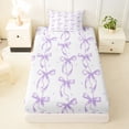 thumbnail image 3 of Erosebridal Cute Bowknot Kids Twin Sheet Sets, Purple Bow-tie Bedding, 3-Piece, 3 of 5