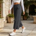 thumbnail image 7 of HomeDM Capris Pants for Women Wide Leg Drawstring Loose Pants Dark Gray Lounge Trousers with Pockets for Athletic Work Size 2XL, 7 of 7
