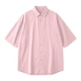 thumbnail image 6 of TKKCS Mens Casual Short Sleeve Button Down Shirts- Turndown Collar Daily Wear Loose Fit Lightweight Work Shirts Summer Shirts with Chest Pocket Pink Size 3XL, 6 of 8