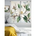 thumbnail image 4 of White Floral Semi Sheer Window Curtains 63 Inches Long, Botanical Magnolia Flower Leaves Butterfly Rod Pocket Voile Silky Chiffon Curtain Light Filtering Drapes for Living Room, 52"x63", 2 Panels, 4 of 9