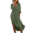 thumbnail image 1 of CEHVOM Robes à Manches Longues Unies avec Poches et Col Rabattu pour Femmes en Solde, 1 of 7