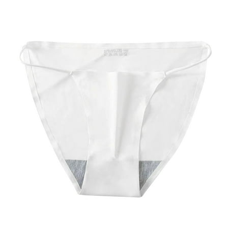 

Seamless Underwear for Women Low Rise Slim Strap Attract Viscose Filament Silk Non Marking Lingerie White One Size