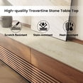 thumbnail image 5 of POVISON-94.49" Mid-Century Matte Sintered Stone Tabletop TV Stand, Modern Entertainment Center, Walnut Color Cabinet with Adjustable Light, Fully-Assembled, Perfect for 85-inch TVs, 5 of 8