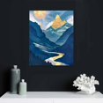 thumbnail image 5 of Nawypu   Framed Wall Art Wilderness Illustrations Nature Scenery Painting Shining Sun over Blue Mountains and Bright Moon in the Silent Night Abstract Canvas Modern Artwork for office,, 5 of 5