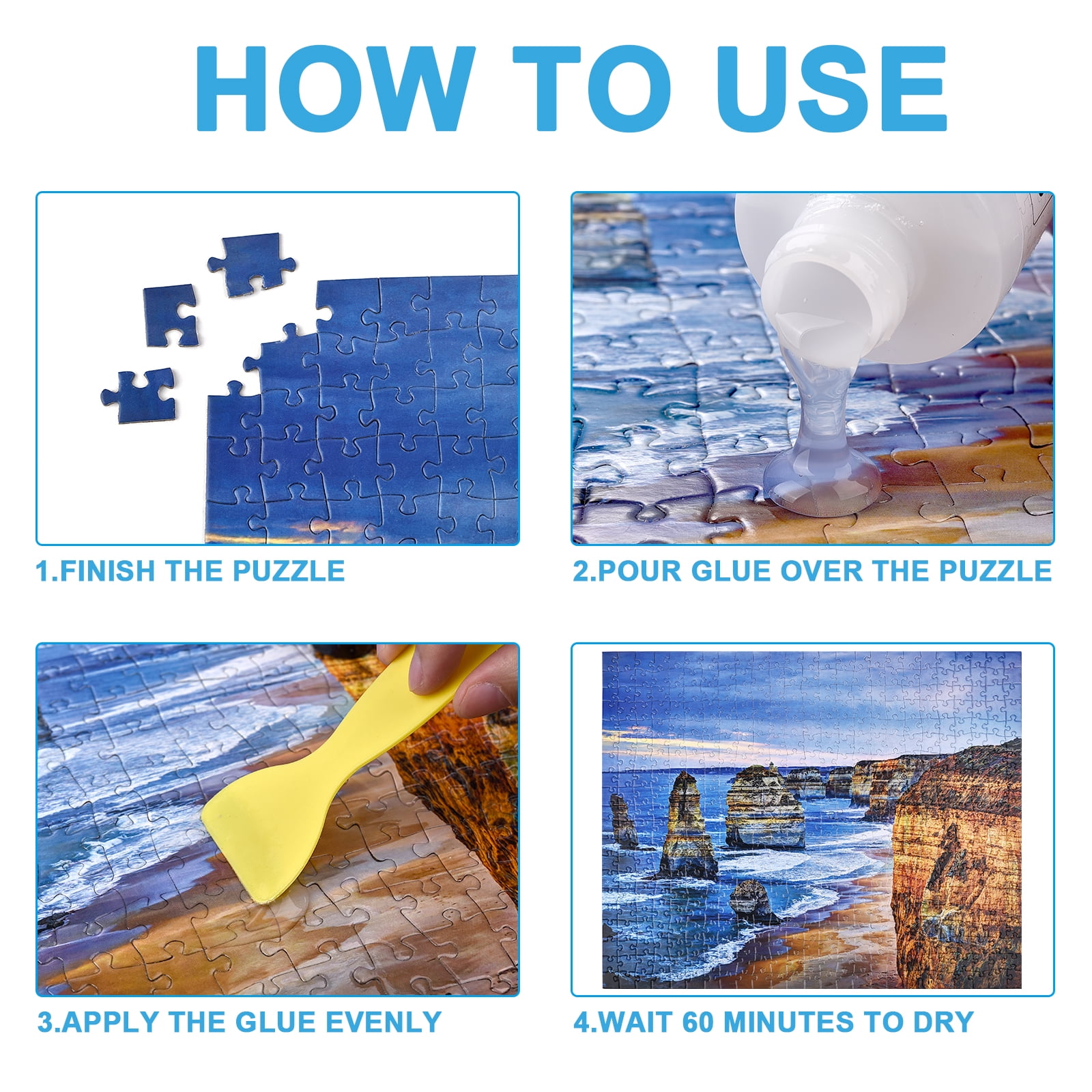 YAKAMOZ Jigsaw Puzzle Glue 200ML with Applicator for Adults Children Clear  Water-Soluble Aged 10+ 