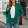 thumbnail image 2 of Duoif Veste Femme, Veste Décontractée Manteau à Fermeture Éclair Coupe-Vent avec Poches Vestes pour Femmes Vert P, 2 of 9