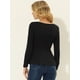 thumbnail image 4 of Blusa de manga larga Allegra K con cuello en forma de corazón Negro XS, 4 of 5