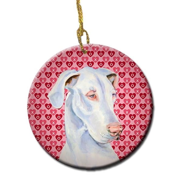 Great Dane Valentines Love And Hearts Ceramic Ornament