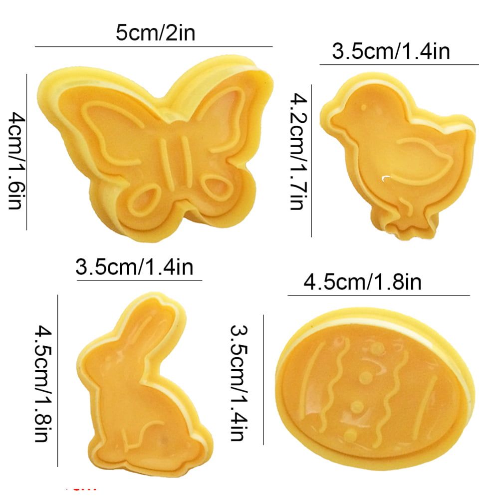 4pcs/set Plastic Cookie Cutters Cute Butterfly Rabbit Chick Easter Egg Shape 