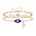 thumbnail image 1 of TINGN Gold Evil Eye Bracelets for Women 14K Gold Plated Dainty Paperclip Charms Initial Bracelet, 1 of 5