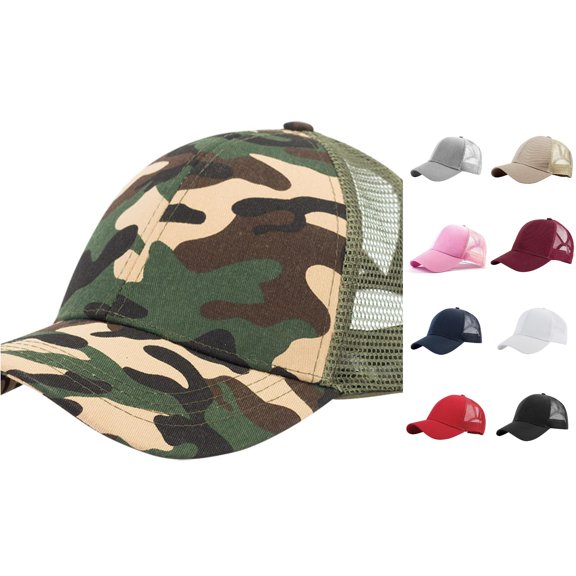 XIAOCHA Men's Solid Trucker Cap Breathable Sun Protection Outdoor Mesh Cap,