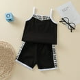 thumbnail image 5 of Fesfesfes Toddler Kids Baby Girls Summer Black Suspender Top Shorts Clothes Set, 5 of 9