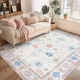thumbnail image 2 of Lahome Decor 5'x7'Modern Oushak Washable Rugs,5x7ft Boho Area Rug for Living Room,Stain Resistant Soft Bedroom Rug, Ultra-Thin Cream Colorful Vintage Floral Rugs for Farmhouse Dining Room,Pink, 2 of 11