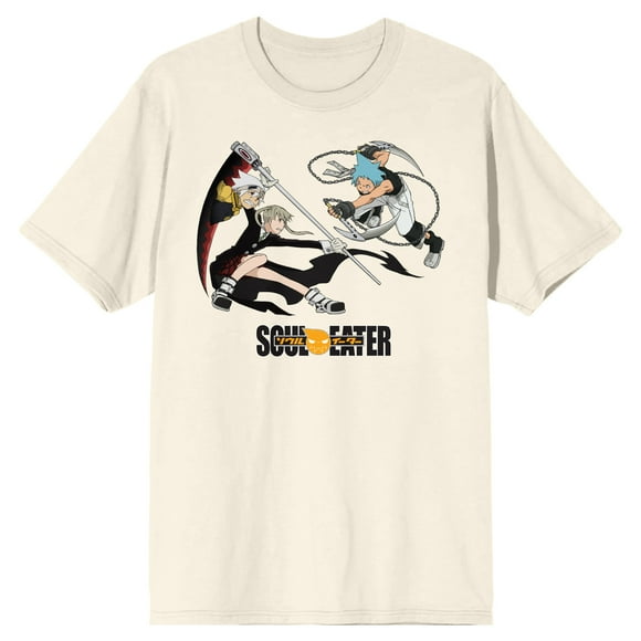 Soul Eater Maka Albarn & Black Star Clash Crew Neck Short Sleeve Natural Men's T-shirt-XL
