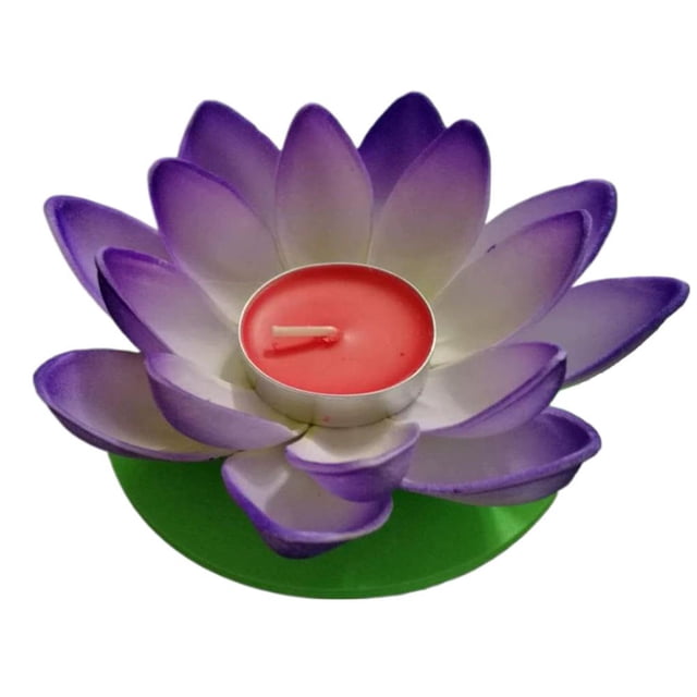 Serenity Glow EVA Lotus Wishing Lamp, Artificial Floating Flower Candle Light, Waterproof Luminous LED for Rivers & Ponds, Festival & Prayer Decoration, 4.49 Inch