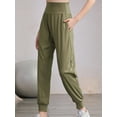thumbnail image 2 of Biezeib Women Spring Autumn Baggy Pants Solid Color Elastic Waist Sweatpants Jogger Pants, 2 of 6