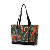 FORMRS Laptop Tote Bag for Women with 15.6" Computer Compartments Handbag, Christmas Holly Bows