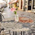 thumbnail image 6 of Burnt Orange Grey Flower Round Tablecloth for 36-44 Inch Tables, Fitted Table Cover with Elastic Edge, Botanical Spring Floral Waterproof Outdoor Table Cloth Protector for Patio Garden Dinner Picnic, 6 of 9