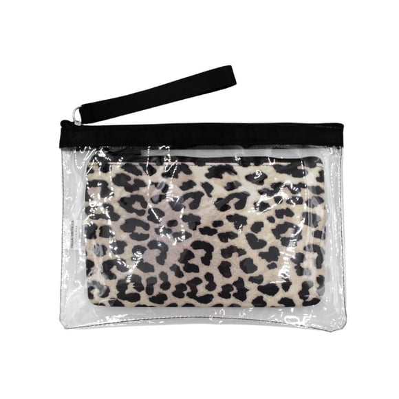 Bolsa George para Mujer Accesoria Mini Transparente con Cierre, Estampado Animal Print Beige