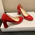 thumbnail image 5 of Red Chunky Heel Pumps For Women With Round Toe And Slip-On Design Ideal For Summer Wear And Comfortable Use, 5 of 8