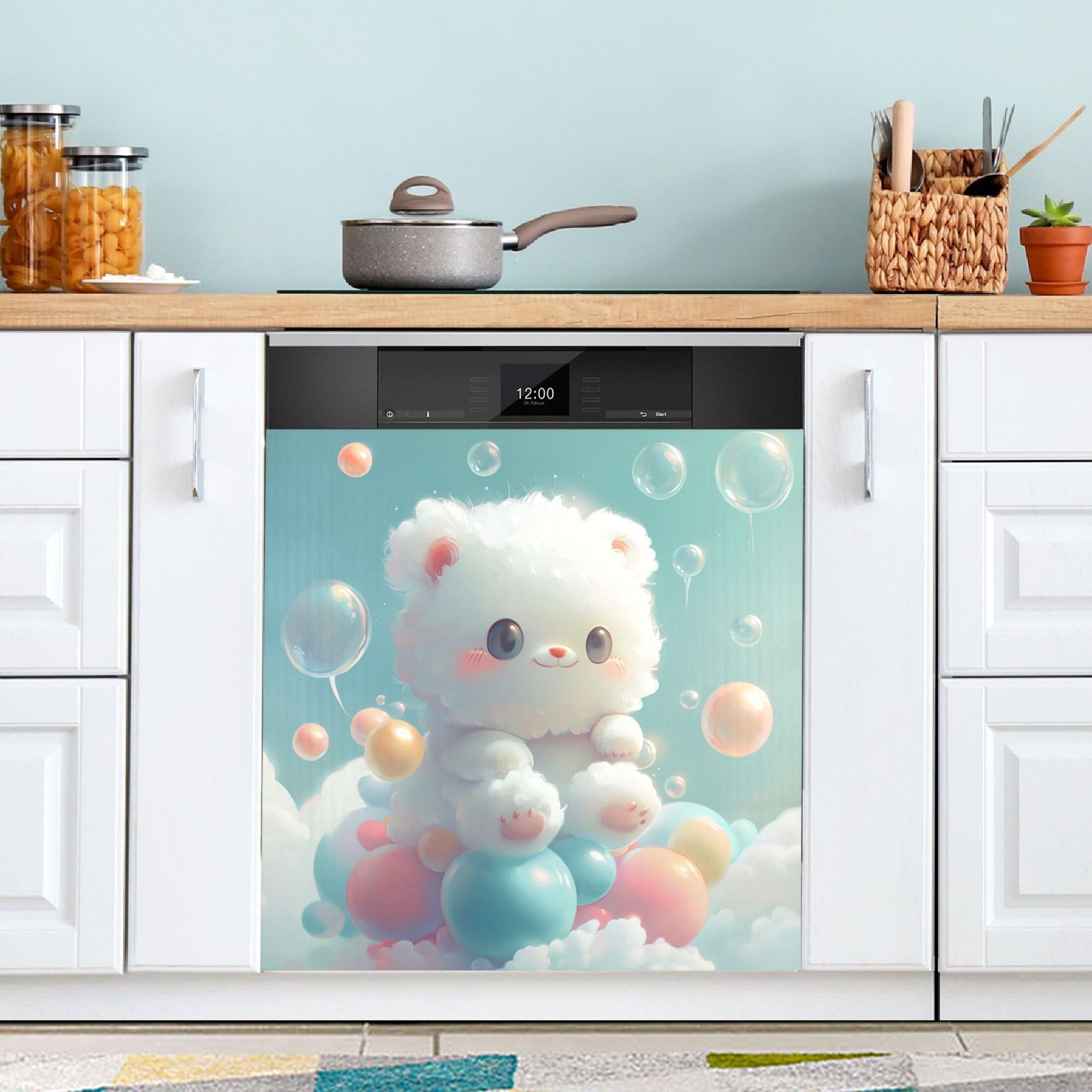 Dishwasher Magnetic Sticker 23x26 Inch Refrigerator Magnetic Sticker Washing Machine Magnetic Sticker Kitchen Panel Magnetic Sticker Home Decor A Cartoon Bear