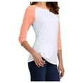 thumbnail image 4 of Yellow Rooster Women's Perfect Tri 3/4-Sleeve Female Raglan T-Shirt Heathered Dusty Peach/ White M, 4 of 6