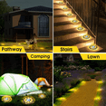 thumbnail image 2 of Solar Ground Lights for Outdoor Garden, 4-Pack Waterproof LED Disk Lights for Pathway, Yard, Driveway, Walkway and Patio, Landscape Lights with Gunmetal Stainless-Steel Casing, 2 of 9