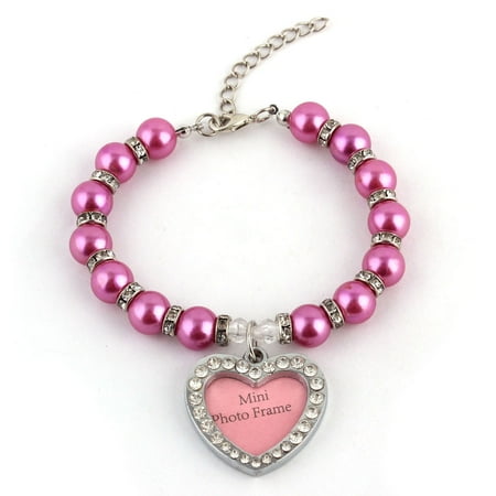 Plastic Purple Necklace - Puppy Plastic Jewelry Pearl Linked Heart Shaped Pendant Decor Necklace Purple