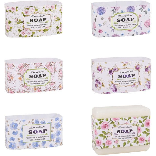 60pcs 6 Style Soap Wrappers Soap Wrap Paper Tape Vertical Soap Labels