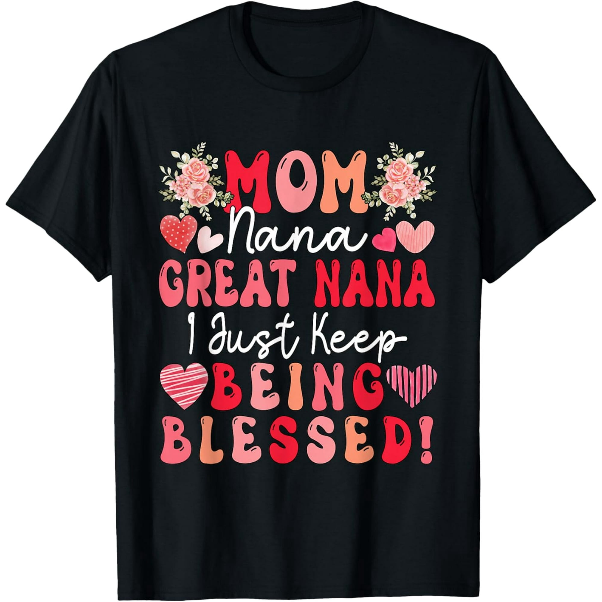 Floral Blessed Mom Nana Great Nana Women's Short Sleeve Graphic T-Shirt