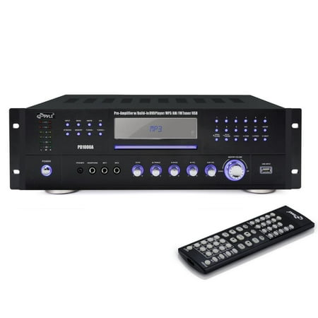 PYLE PD1000A - Home Theater Preamplifier Receiver, Audio/Video System, CD/DVD Player, AM/FM Radio, MP3/USB Reader, 1000