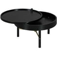 thumbnail image 1 of Table Basse Ronde en Bois Moderne avec Pieds en Métal pour Rangement, 1 of 6