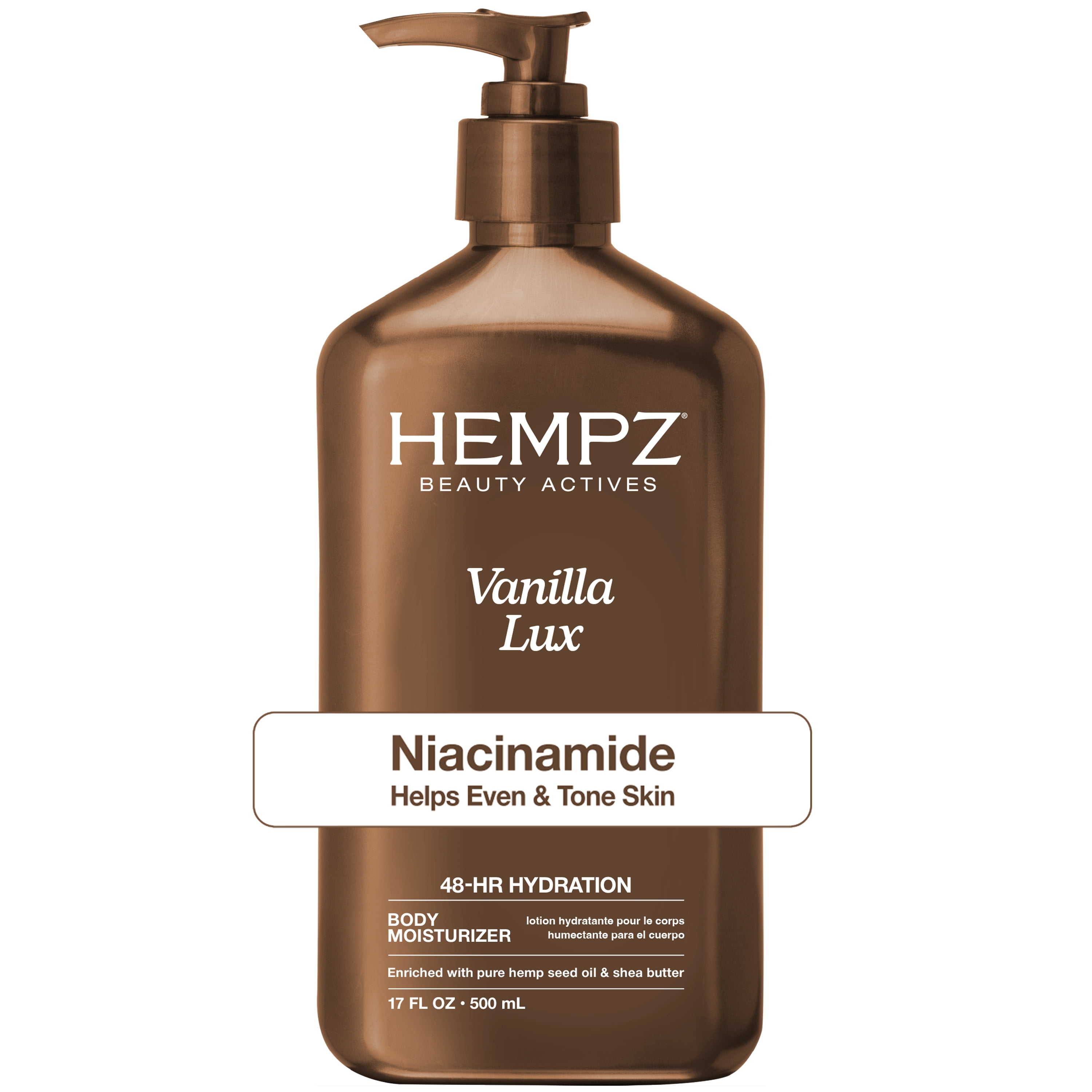 (2 pack) Hempz Lotion Vanilla Lux Herbal Body Moisturizer with Niacinamide, 17 fl oz