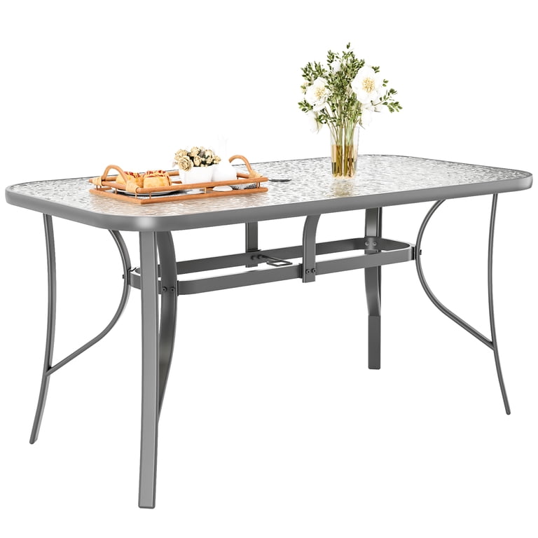 Arlopu Rectangular Patio Dining Table, 4-6 Person, Gray photo 8
