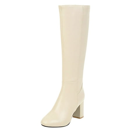 

Luiyenes Women s Thick Heel High Heel Square Head Fashionable Versatile Warm And Comfortable Boots