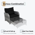 thumbnail image 5 of 5 Pcs Wicker Outdoor Patio Chairs with Ottoman, PE Wicker Rattan Patio Conversation Furniture Set with Underneath Footrest for Porch, Garden, Balcony and Backyard, Black, 5 of 7