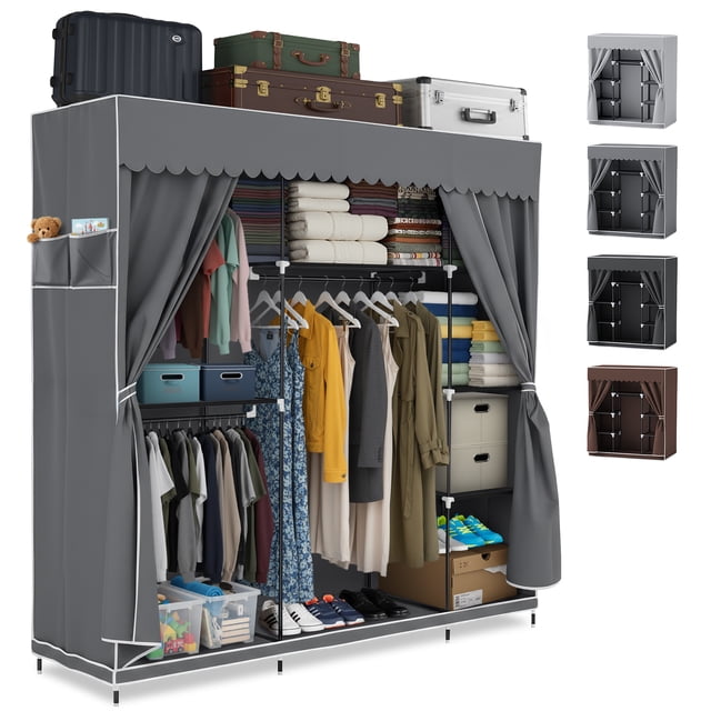 Closet Armable Ropero Armario Organizador 205x45x170cm Color Gris Oscuro Blick