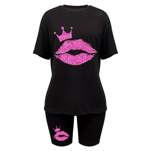 Black two piece biker short cheap set