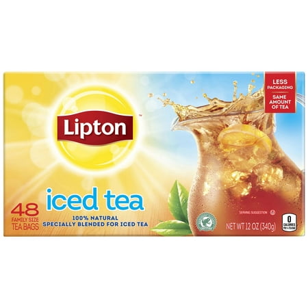 (2 Pack) Lipton Unsweetened Black Family Black Iced Tea Bags, 48 (Best Tea Bag Brands)