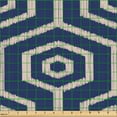 thumbnail image 2 of Ambesonne Ethnic Fabric by the Yard Upholstery, Folk Art Ikat Pattern Zigzag, 5 Yards, Navy Blue and Eggshell, 2 of 5