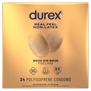 Durex Real Feel Condoms For Men, Non Latex Lubricated Condoms with Skin-On-Skin Feeling, FSA/HSA, 24 ct