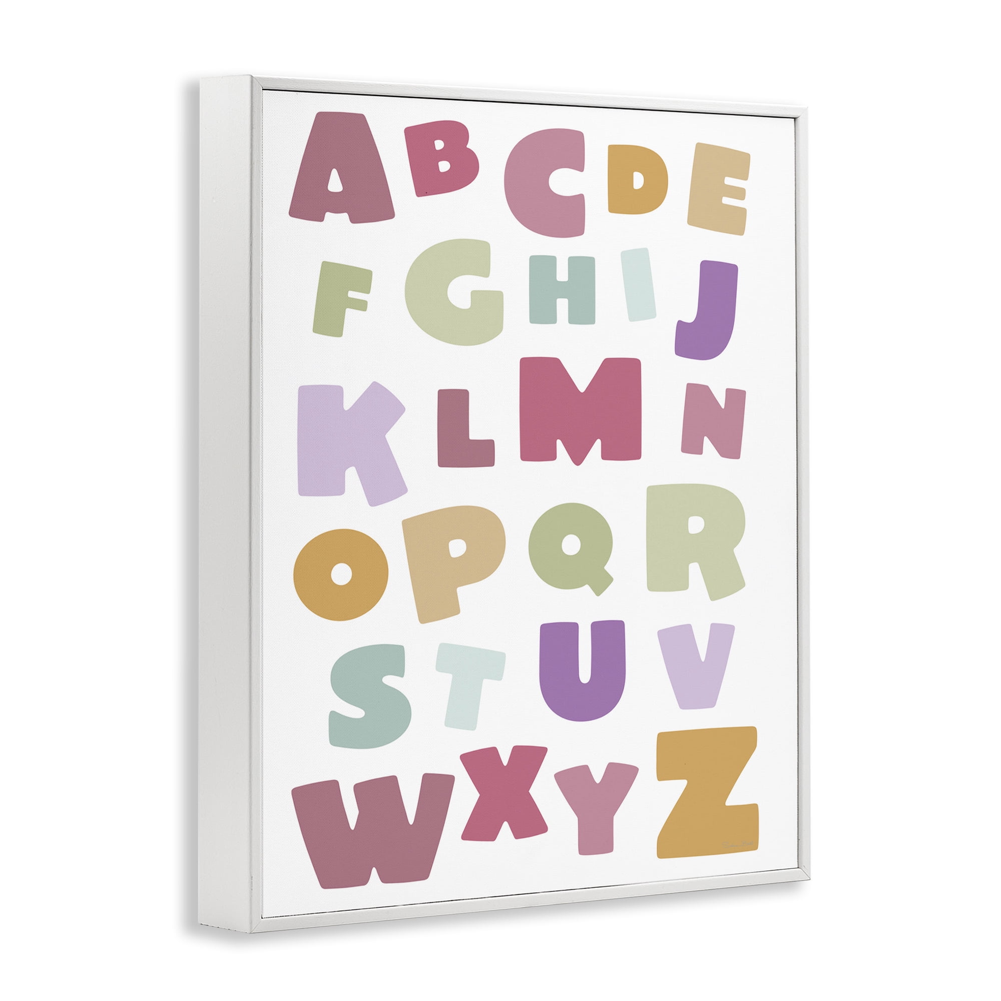 Stupell Industries Muted Alphabet Letters White Framed Giclee Art, design by Susan Ball